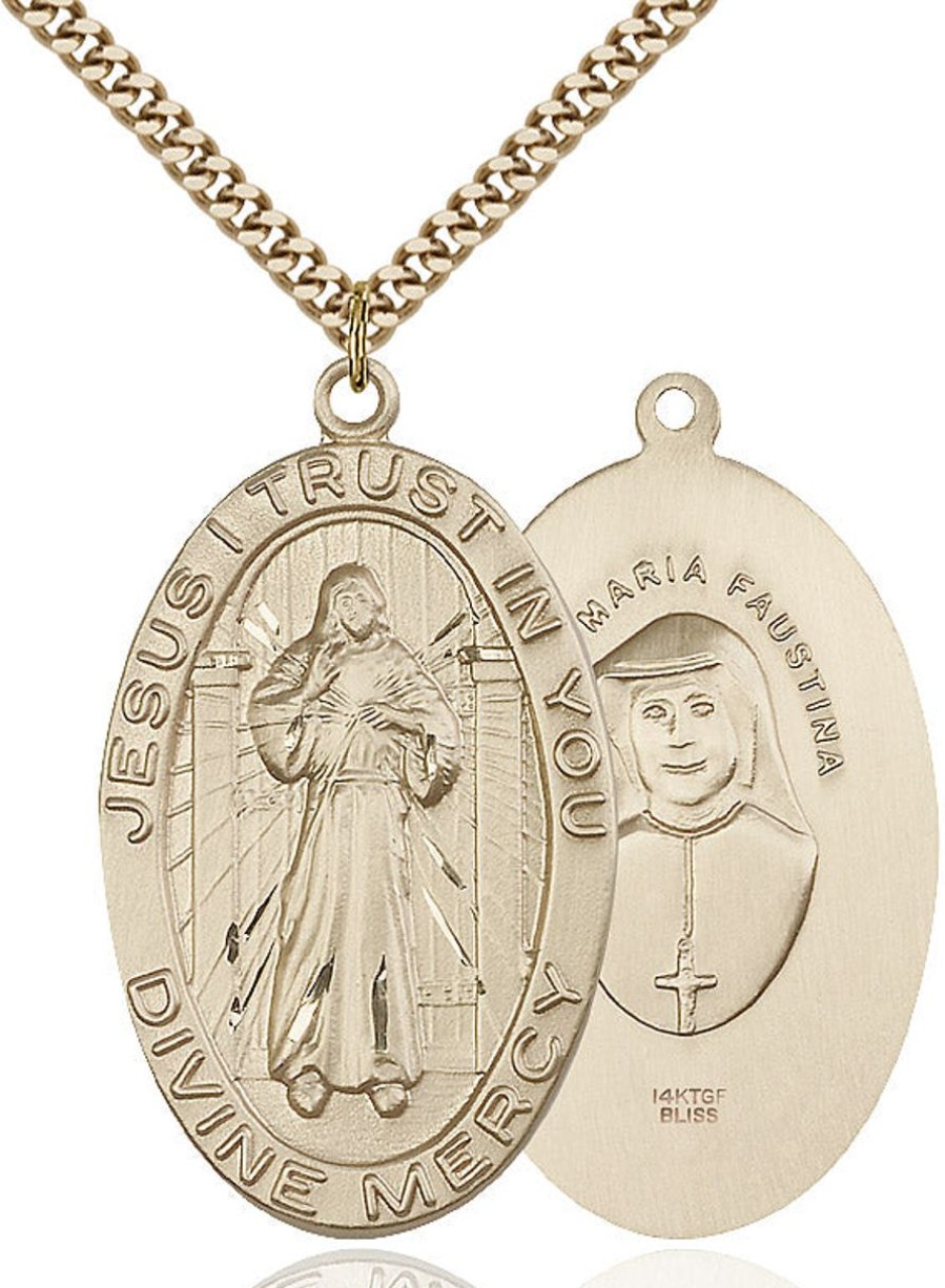 Jewelry&Medals Regers | Divine Mercy Necklace Gold Filled 24"