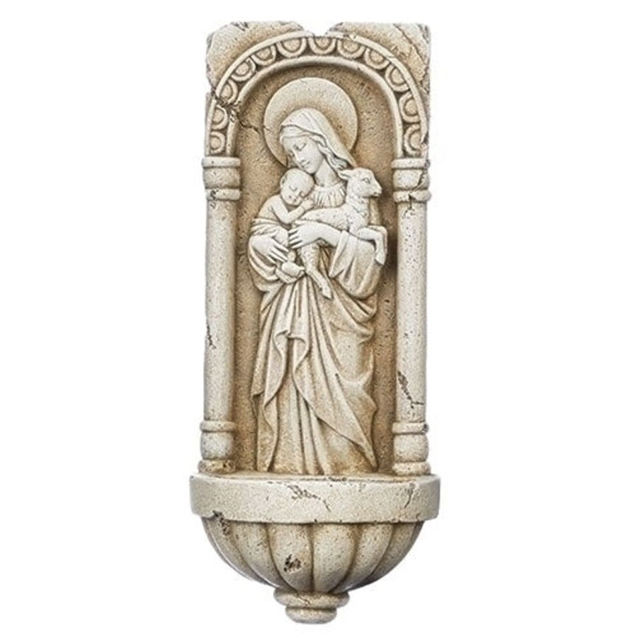 Statues Regers | Innocence Holy Water Font With Cement Finish 10.25"H