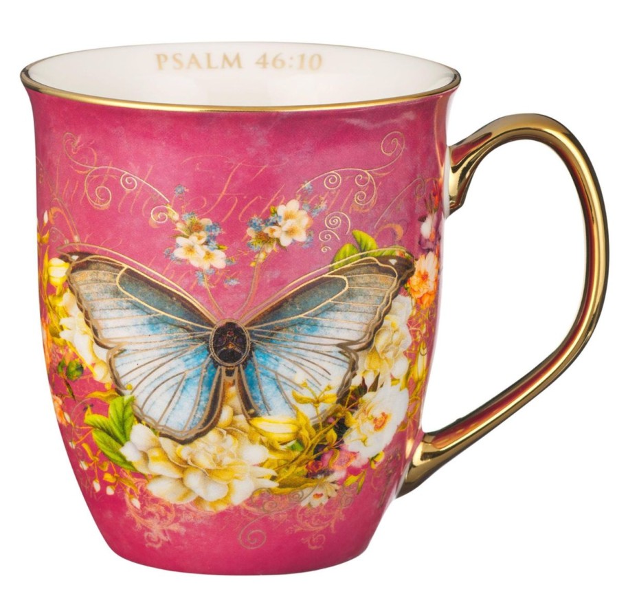 Gift Ideas&Other Regers | Be Still Pink Butterfly Ceramic Coffee Mug - Psalm 46:10