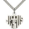 Jewelry&Medals Regers | Heart Of Jesus Cross Necklace Sterling Silver 24"