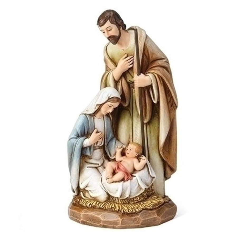 Statues Regers | Holy Family In Wood Carved Style 8"H