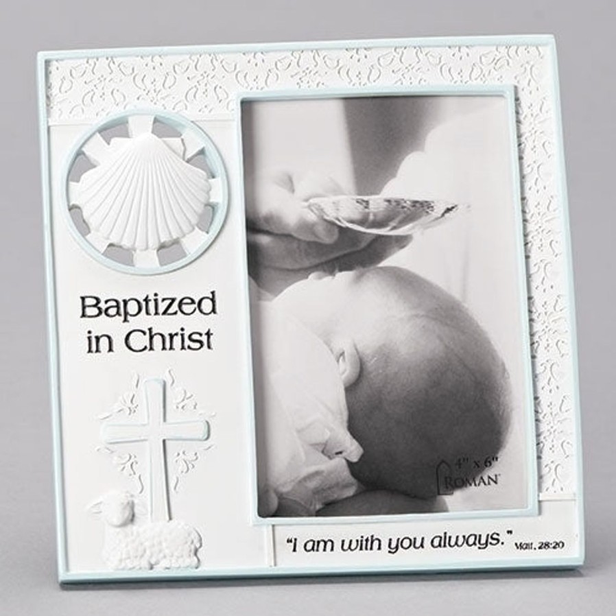 Occasions Regers Baby&Baptism Frames Plaques & Keepsake Boxes | Boy Baptism Frame Blue And White 7.25"H