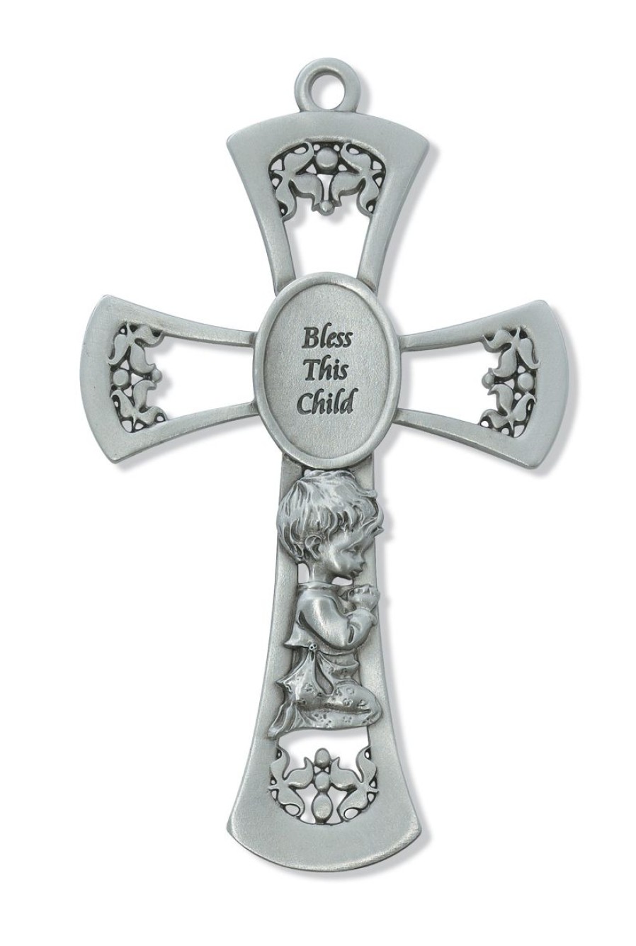 Occasions Regers Baby&Baptism Crosses & Crucifixes | Cross - 6In Pewter Baby Boy'S Cross