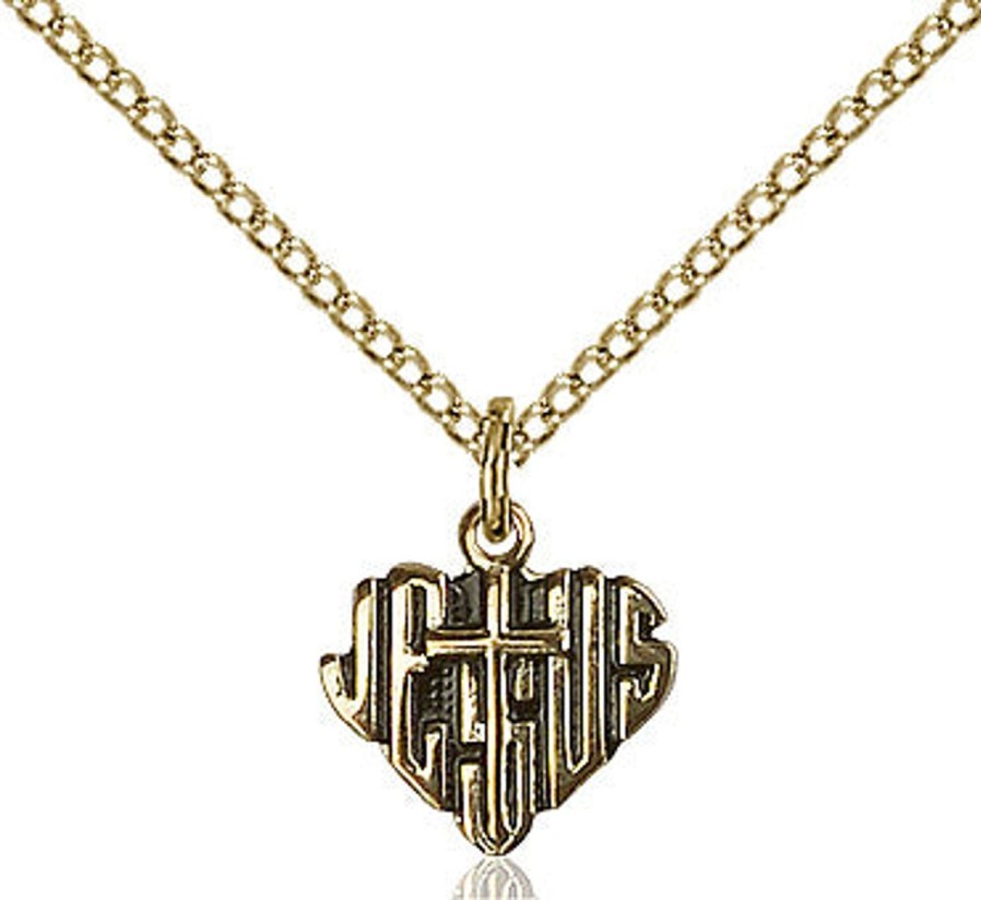 Jewelry&Medals Regers | Heart Of Jesus Cross Necklace Gold Filled 18"