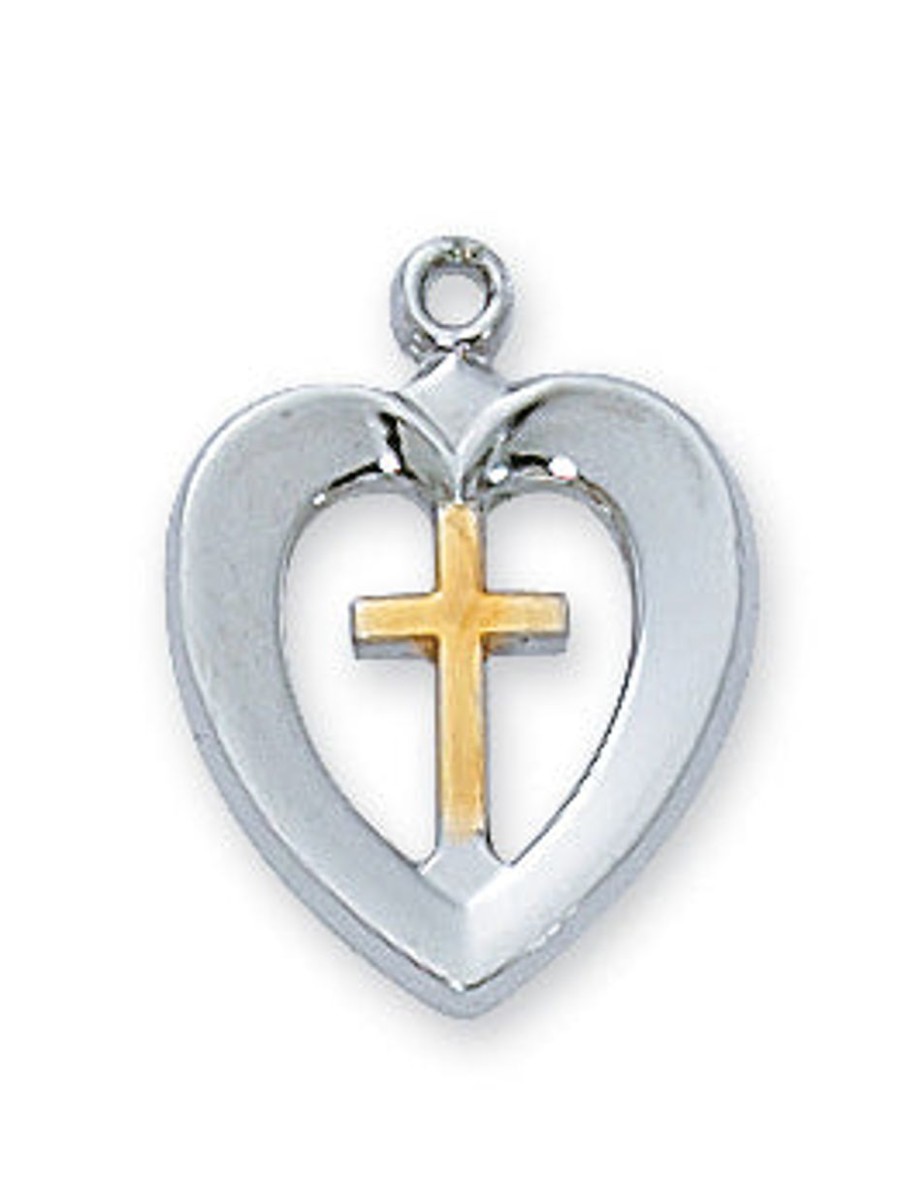 Jewelry&Medals Regers | Heart And Cross Necklace - Sterling Silver