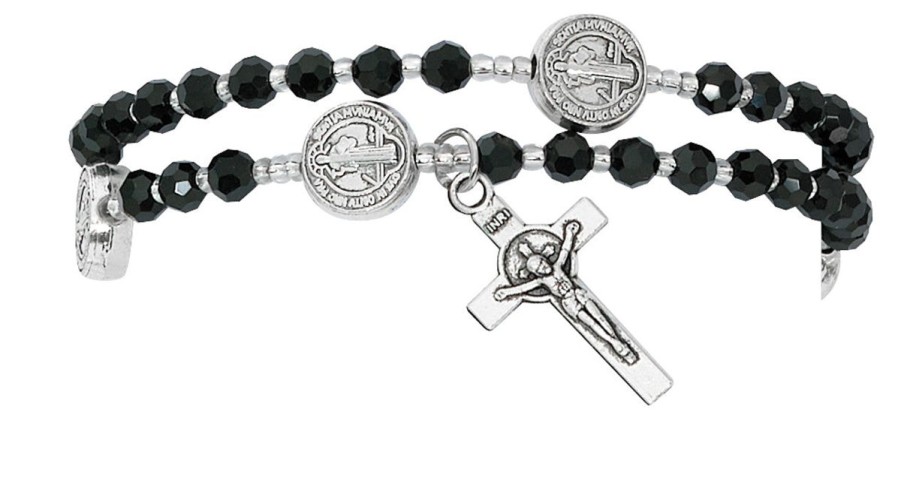 Jewelry&Medals Regers | Rosary Twist Bracelet, Black And Silver