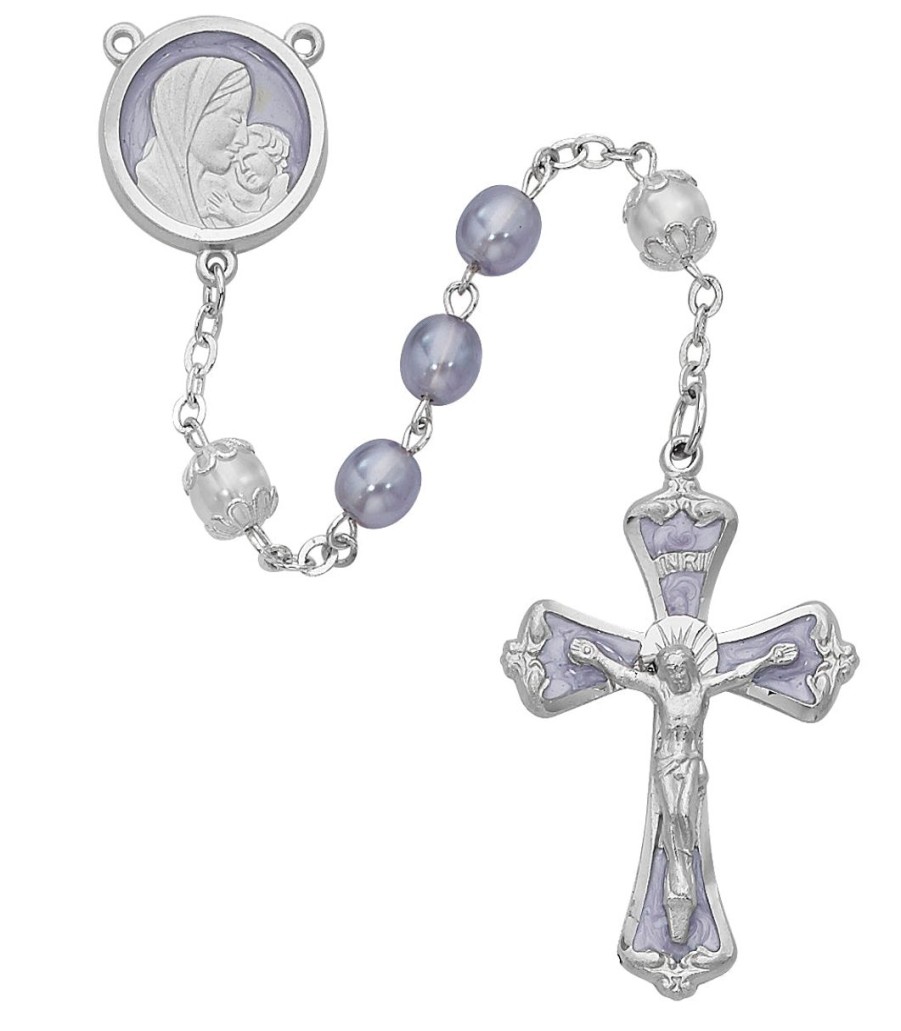 Rosaries Regers | Mother And Child Rosary - Purple Pearl Like Rosary Boxed