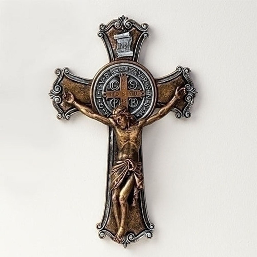 Crosses & Crucifixes Regers | Benedict - St. Benedict Two Tone Crucifix 10.25"