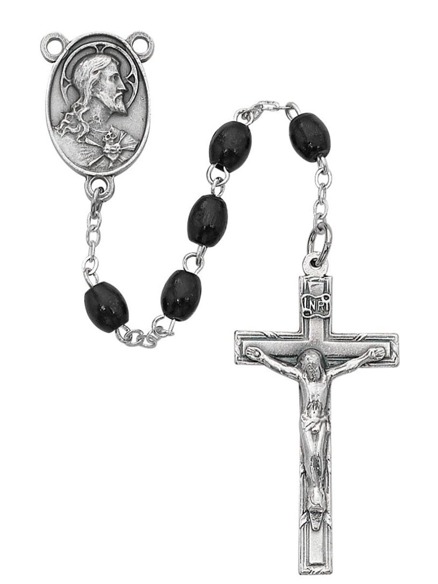 Rosaries Regers | Rosary - Black Oval Wood Rosary Boxed