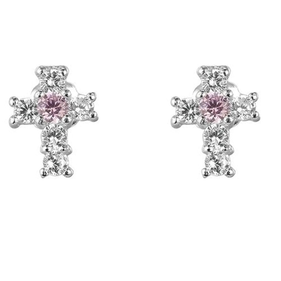 Jewelry&Medals Regers | Birthstone October Cross Earrings .375"H