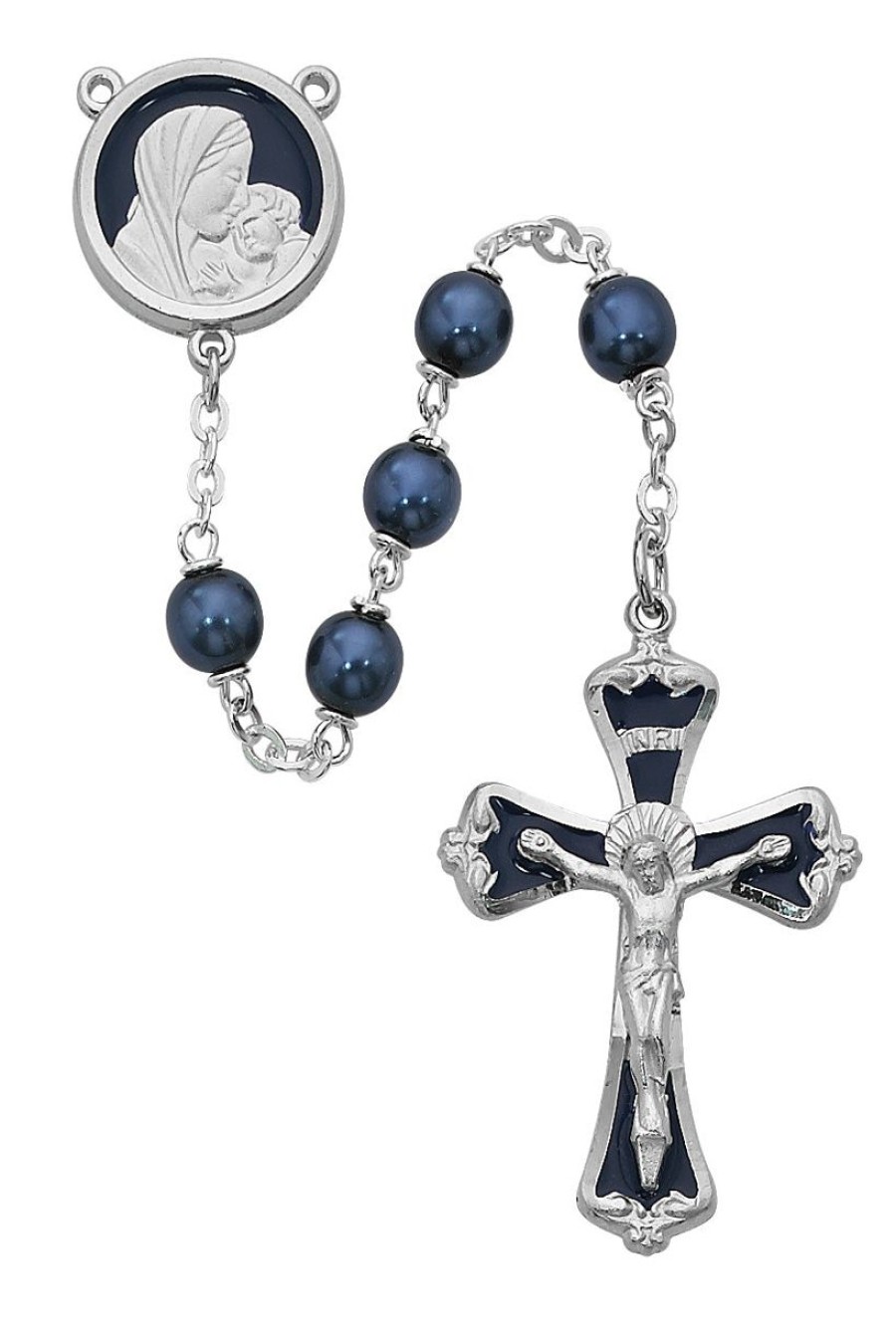 Rosaries Regers | Mother And Child Rosary - Blue Glass Rosary Boxed