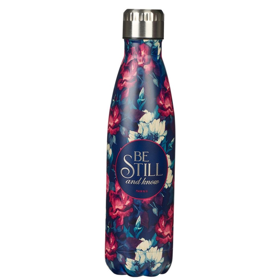 Gift Ideas&Other Regers | Be Still Vintage Floral Stainless Steel Water Bottle Psalm 46:10