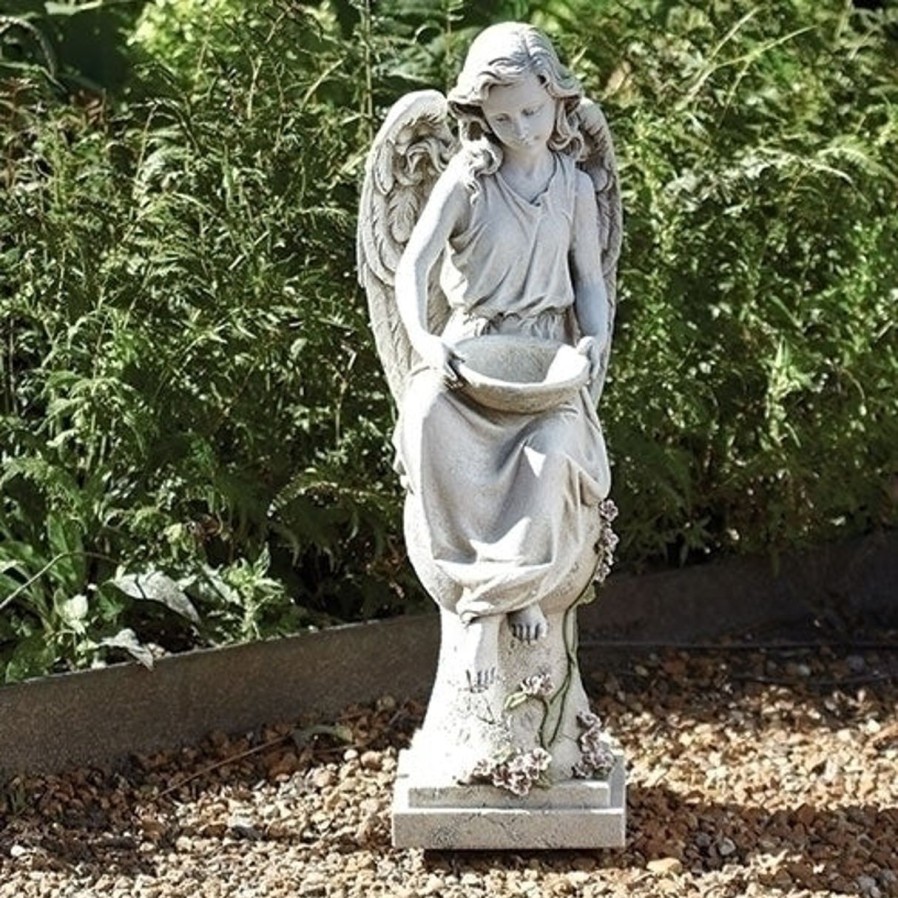 Statues Regers | Solar Angel On Pedestal 21"H